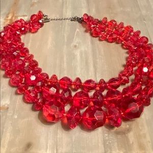 Red crystal statement necklace